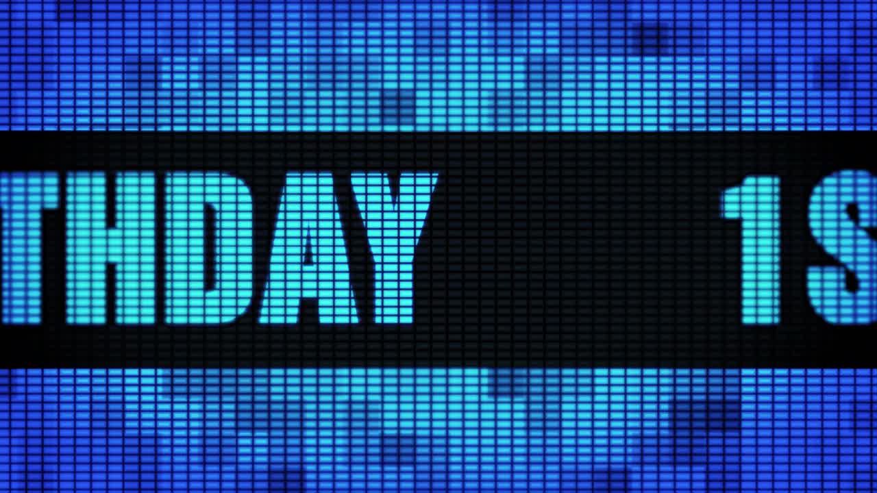 Digital Display Showing Happy Birthday and Friday 15