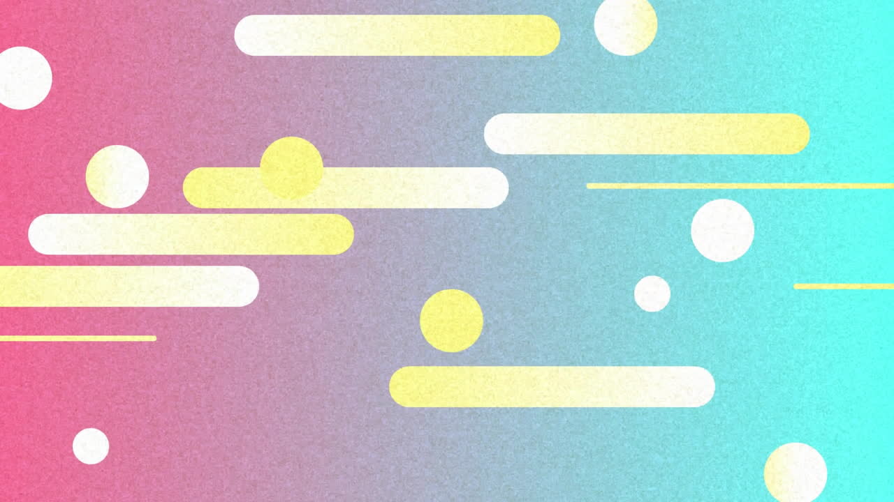 Animation of yellow shapes over colourful background