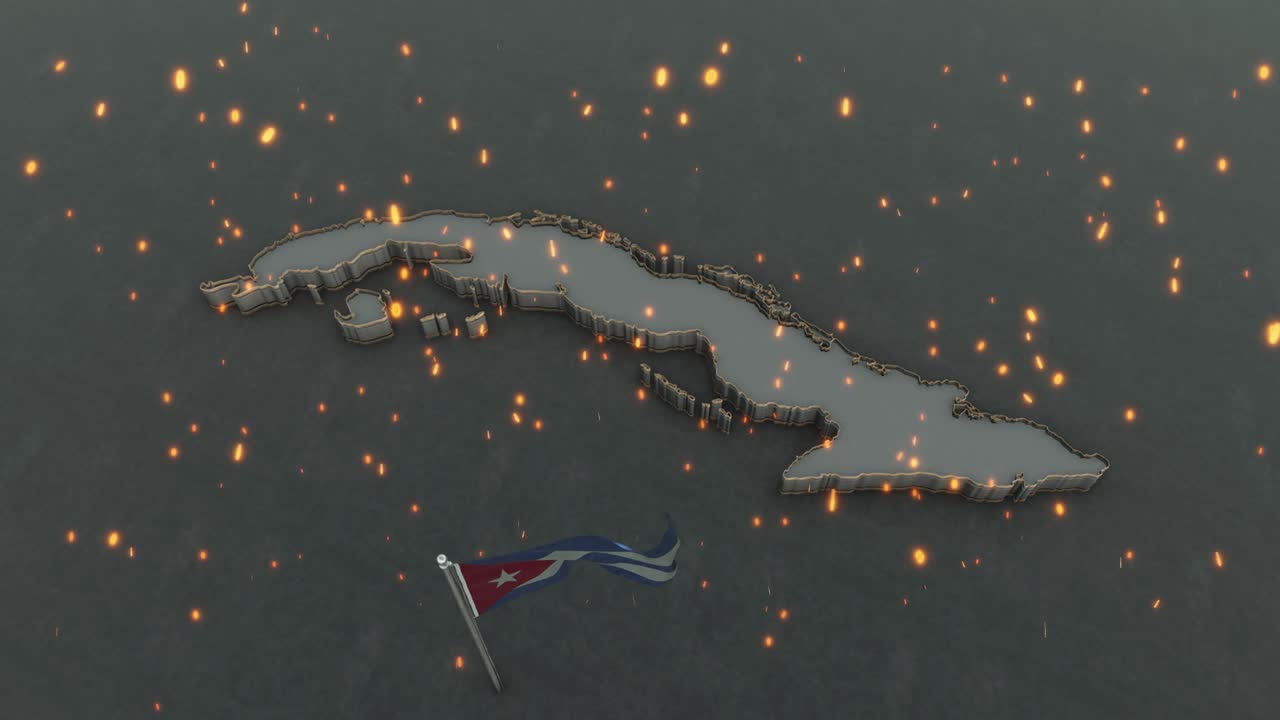 쿠바 지도와 발 배경 4k