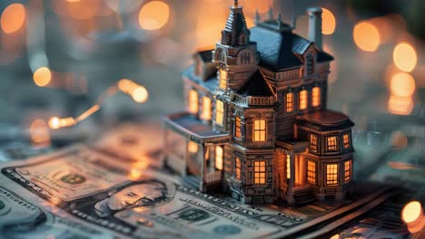 miniature house on us dollar bills