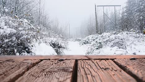 Wooden-deck-and-snow-4k