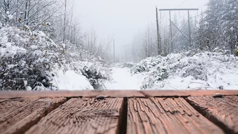 wooden deck and snow 4k