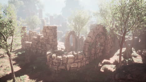 ruinas cerca de piedras rocosas rojas