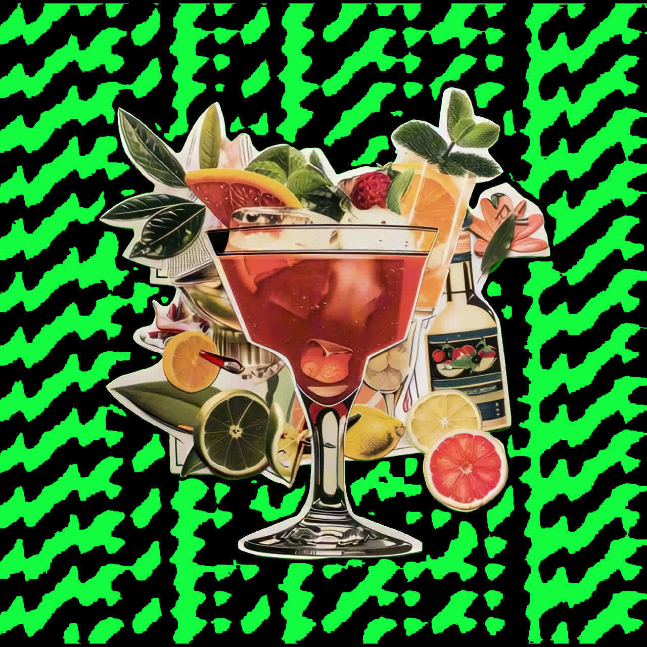 Vibrant cocktail with fresh fruits animation isolated asset, transparent 4K video, alpha channel