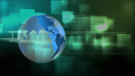 Animation of globe over dna strand and data processing