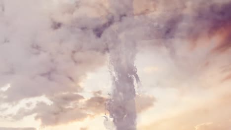 animación de una silueta de la cruz cristiana sobre nubes en movimiento