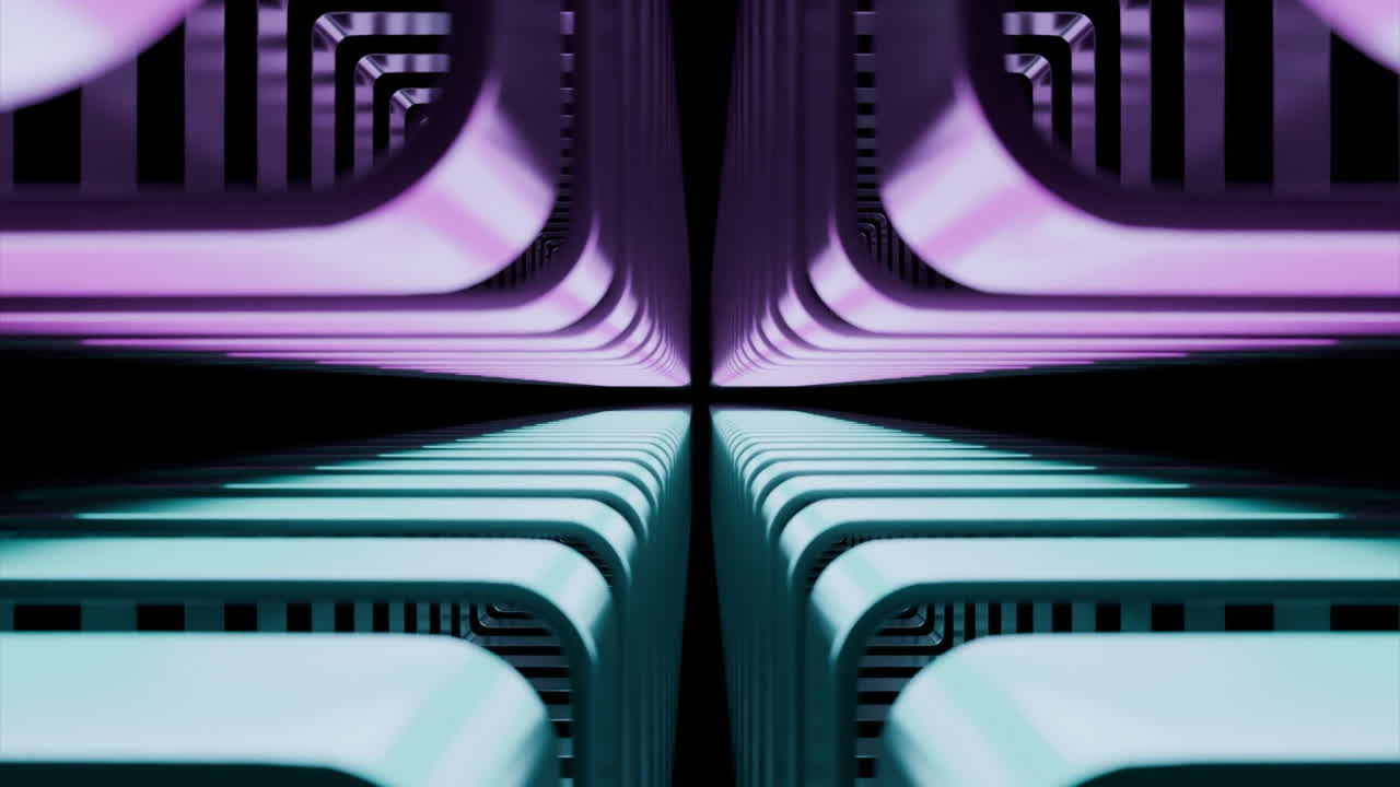 Abstract Geometric Tunnel with Neon Colors