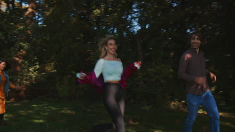 friends running in a park