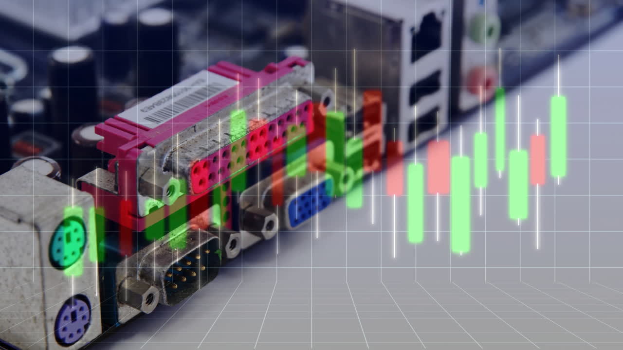 Animating stock market data over computer ports and connectors