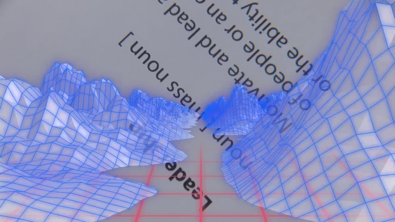 анимация обработки данных над цифровыми горами