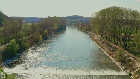 drone shot over valeggio sul mincio river mantova italy