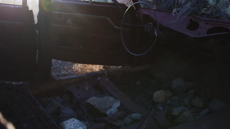 rusted out car interior