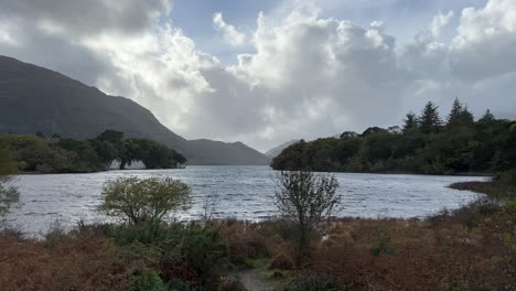 muckross lake with waves during a windy, stormy day