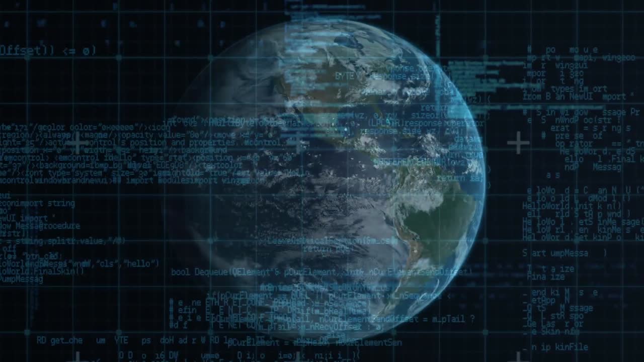Revolving globe with equations in the forground