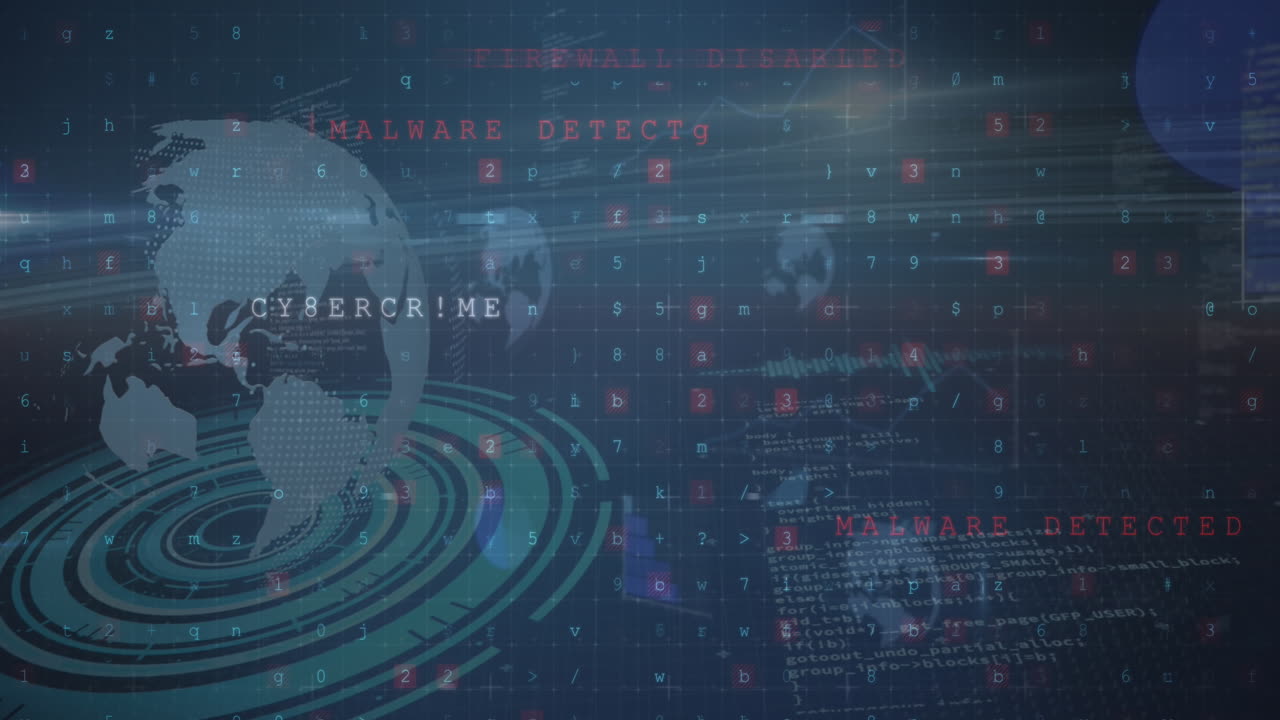 animación de alerta de ataques cibernéticos sobre escaneos y procesamiento de datos