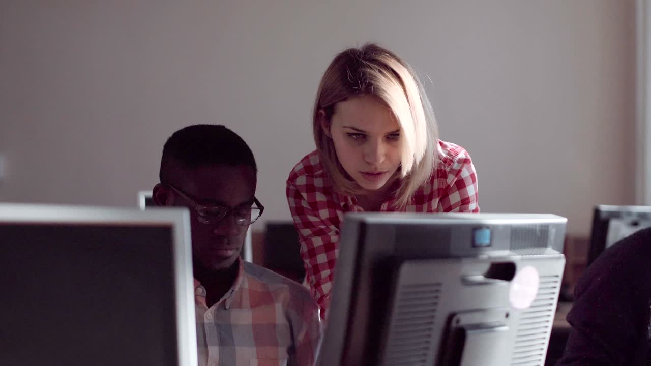 Students helping each other