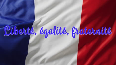 animation of liberte, egalite, fraternite text and french flag and fireworks