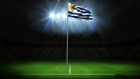 Uruguay-national-flag-waving-on-flagpole