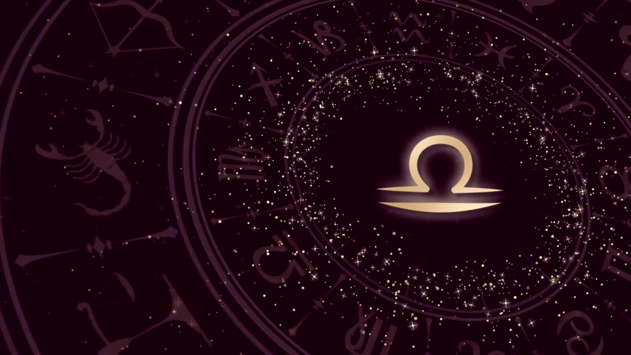 Zodiac sign Libra and horoscope wheel