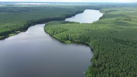 lake-in-forest-cloudy-day-aerial-boom-crane-panorama-landscape