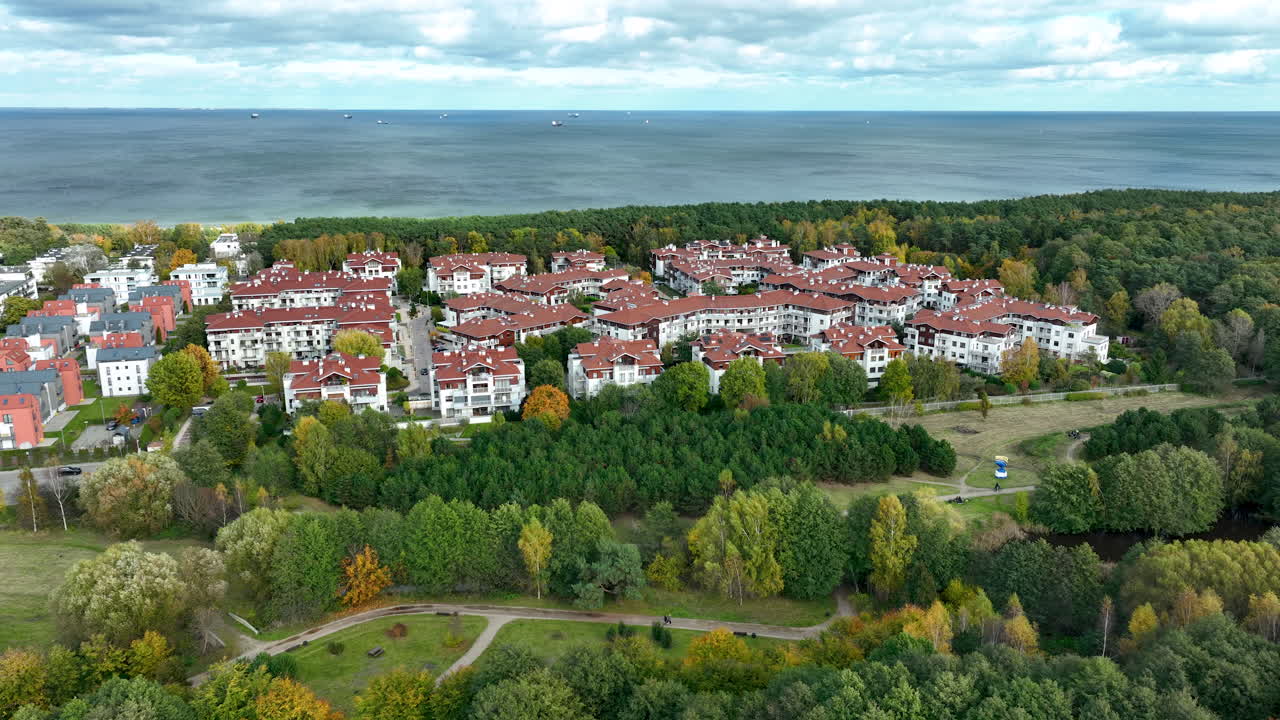 Aerial View of Seaside Residential District by the Baltic Sea in Gdańsk