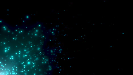estrellas azules voladoras y en movimiento aleatorias y brillos en la galaxia