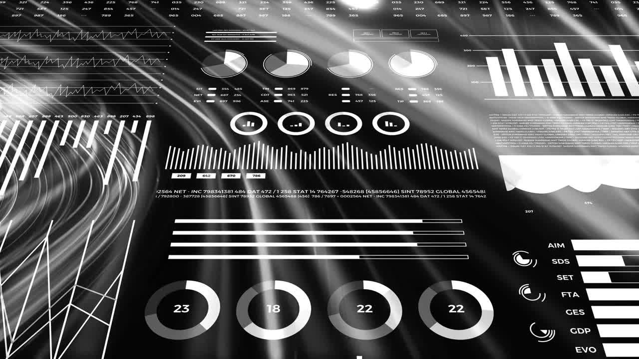 datos y estadísticas de informes, animación con diagramas gráficos.