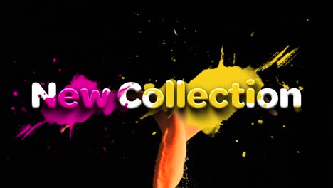 animation of new collection over colorful blots on black background