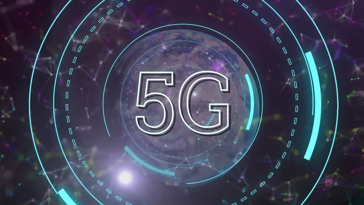 animazione del testo 5g, scansione dell'ambito e elaborazione dei dati