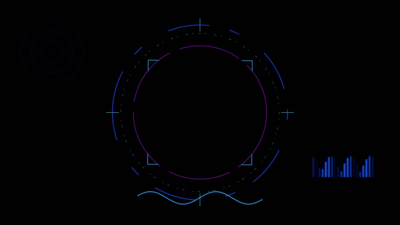 Interface HUD Digital Futurista com Elementos Circulares Rotativos