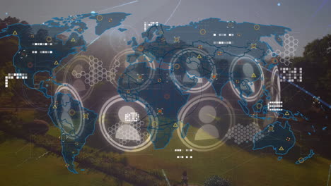 animation of data processing over landscape