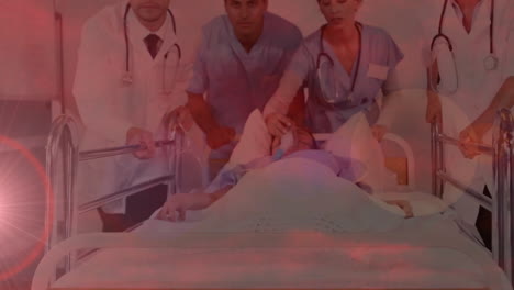 animación de puntos de luz sobre diversos médicos