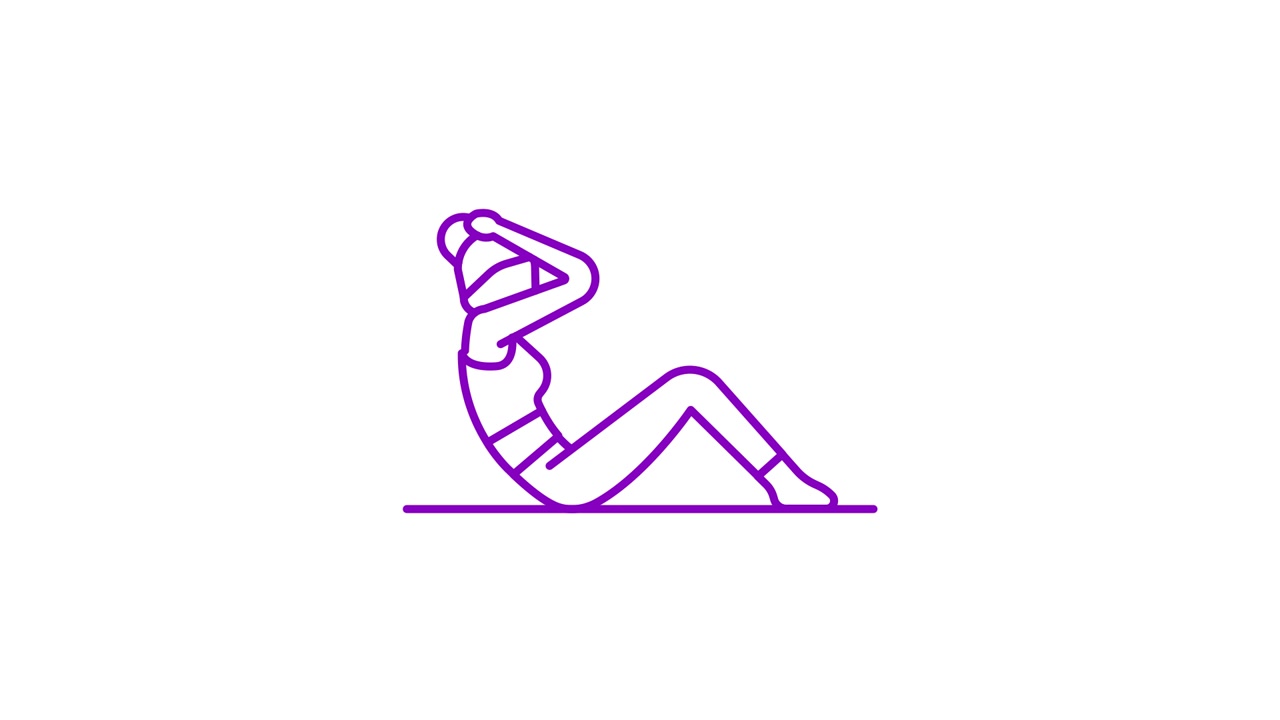 Animated Line Art Icon of a Person Doing Sit-Ups