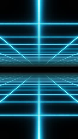 4k vertical animation loop. endless grid corridor with glowing blue lights