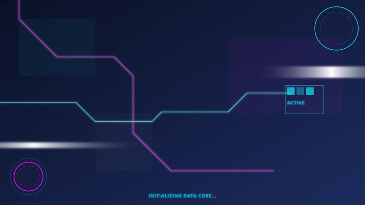Digital Interface Background with Animated Data Lines and Loading Text