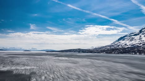 a hyperlapse over the frozen rossvatnet lake