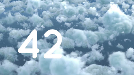 animation of counting numbers over clouds