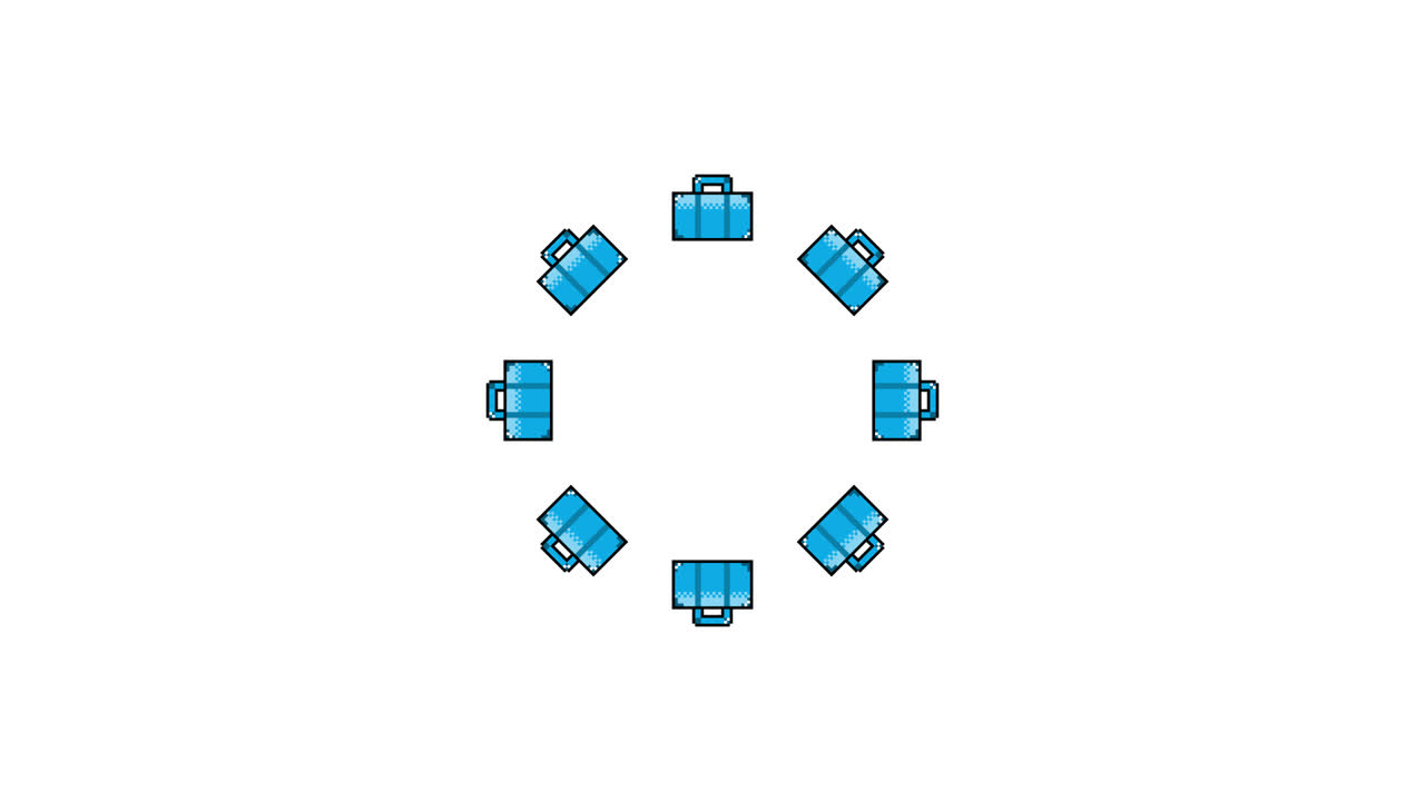 Pixel Art Suit case Spinning Circle Animated Overlay Transparent 30fps (2)