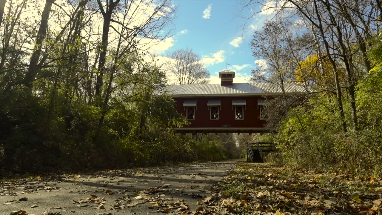 TIme lapse of a covered bridge.