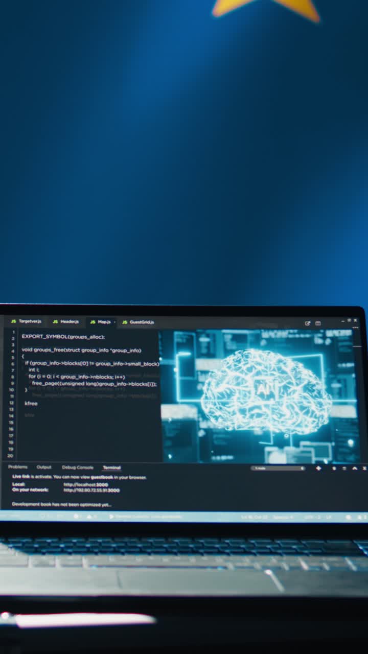 Vertical video AI software on laptop used by European Union member states security services