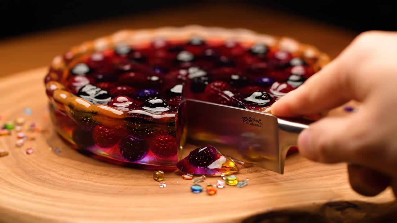 Jelly Cake Being Cut
