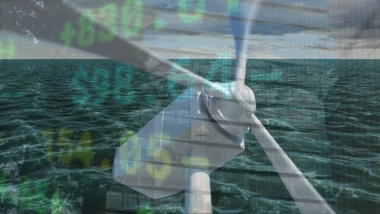 풍차와 파도에 대한 데이터 처리의 애니메이션