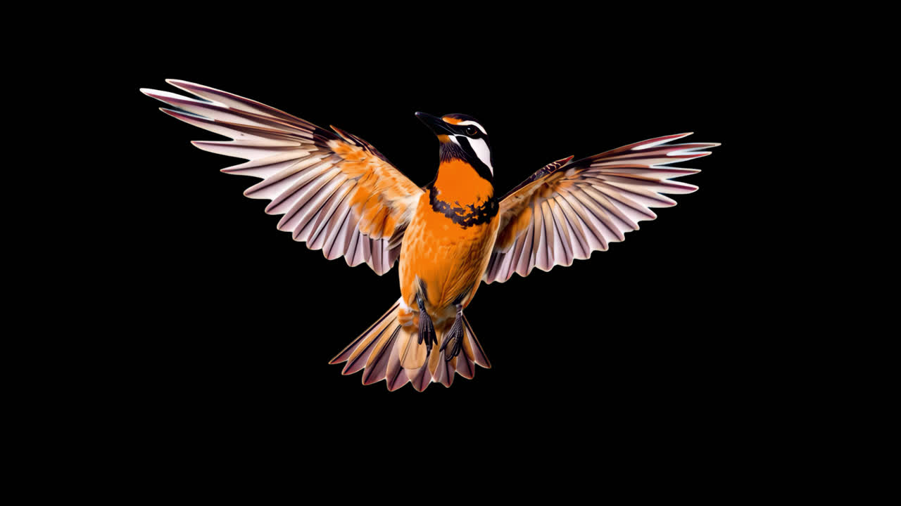 Vibrant bird in flight animation isolated asset, transparent 4K video, alpha channel, ProRes 4444