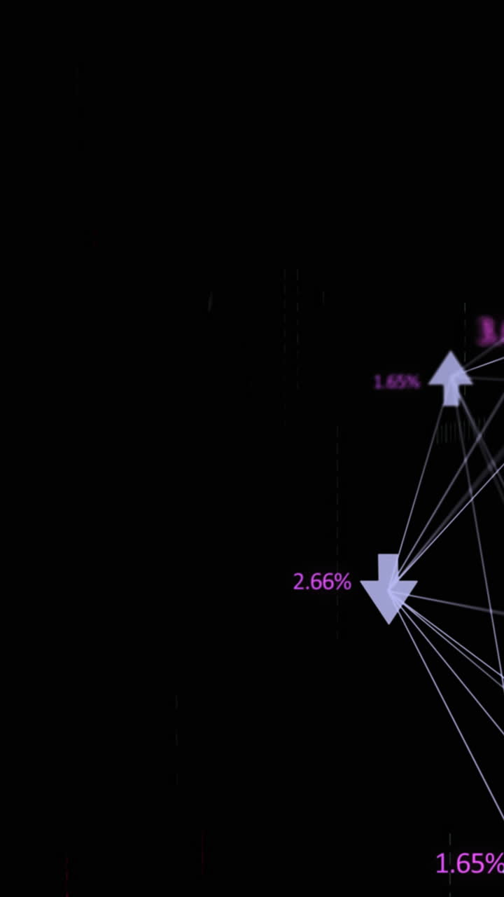 animación del procesamiento de datos y flechas sobre fondo negro