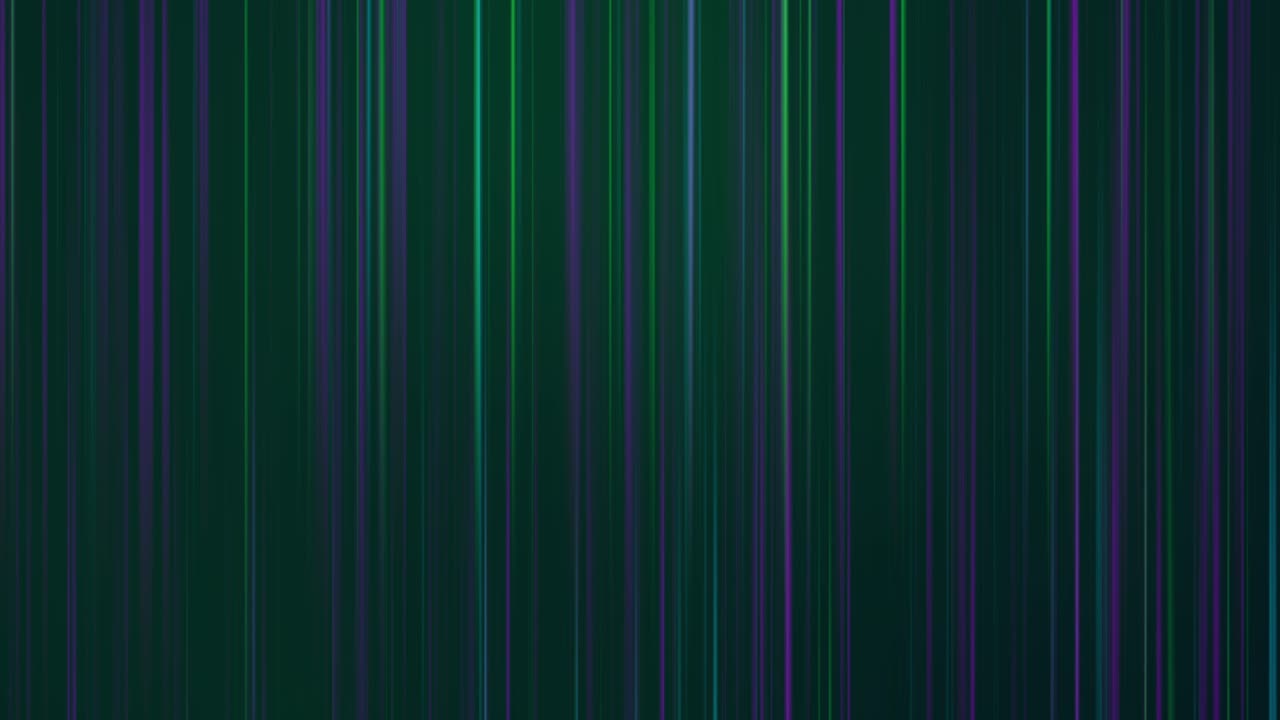 Futuristic Green and Purple Light Beams Moving Vertically – Seamless Loopable Sci-Fi Background - Glowing Vertical Motion Streaks – Abstract Cinematic Backdrop for Technology and Party Themes