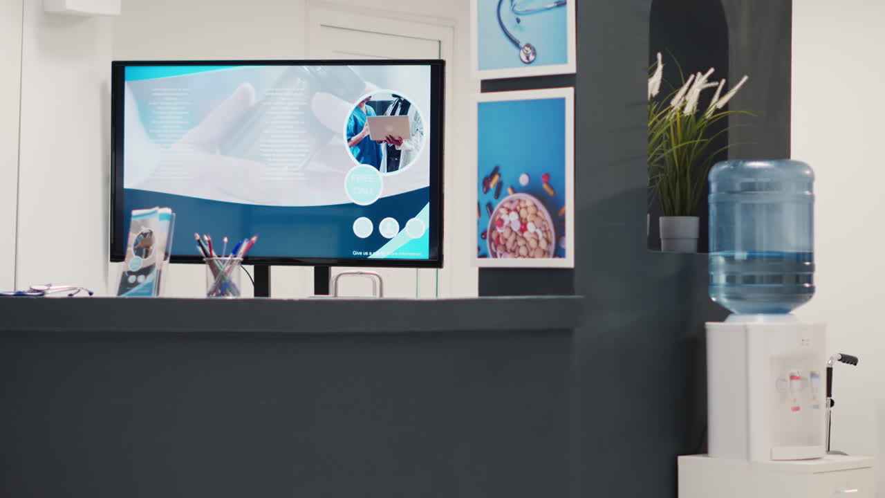 Clinic reception desk and waiting area