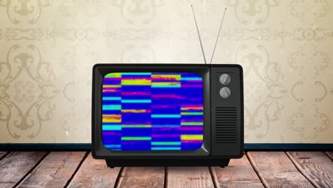 Animation-of-screen-of-vintage-television-set-with-stripes-in-hypnotic-motion-in-seamless-loop