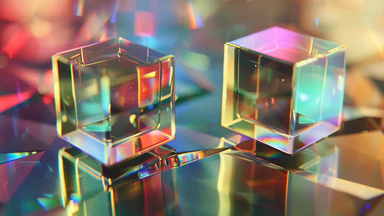 Colorful Abstract Geometric Glass Cubes