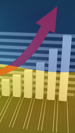 Animation-of-graph-and-arrow-over-flag-of-ukraine