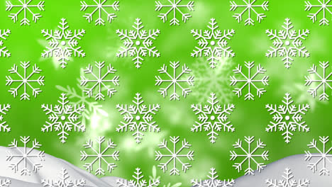 animación de la nieve cayendo sobre un fondo verde